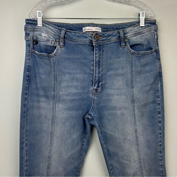 KanCan™ Flare High Rise Front Seam Jeans Retro Raw Hem Sz 32 or Junior 17 - Picture 3 of 14